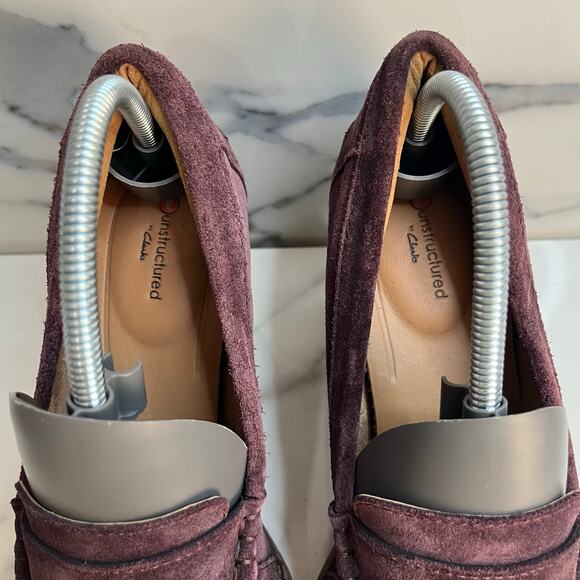 Clarks Unstructured Women's Purple Suede Carleta Belle Penny Loafers Sz 9.5 Y2K - Picture 3 of 9